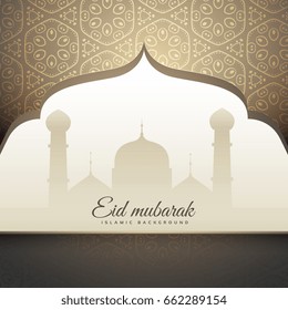 Beautiful Eid Mubrak Greeting Mosque Shape Stock Vector (Royalty Free ...