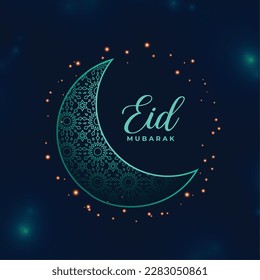 beautiful eid ul fitr decorative background with islamic crescent vector