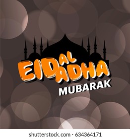 Beautiful Eid-al-Adha Card Design with Nice Mosque and fresh typography.