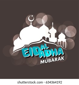 Beautiful Eid-al-Adha Card Design with Nice Mosque and fresh typography.