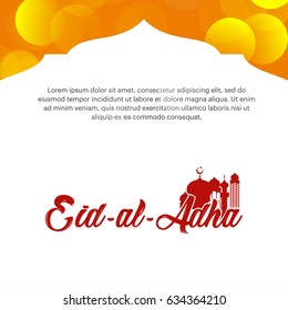 Beautiful Eid-al-Adha Card Design with Nice Mosque and fresh typography.