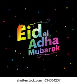 Beautiful Eid-al-Adha Card Design with Nice Colorful Mosque and Fresh Typography.