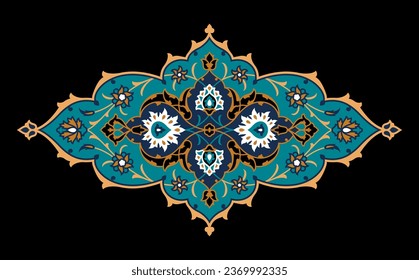 Beautiful Elegance Arabic Floral ornament with doodles, flowers, and paisley. Traditional Islamic Background for print on product or adult coloring book, coloring page. Mosque decoration element. Arch