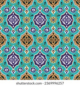 Beautiful Elegance Arabic Floral Seamless Pattern with doodles, flowers, and paisley. Traditional Islamic Background for print on product or adult coloring book, coloring page.