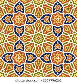 Beautiful Elegance Arabic Floral Seamless Pattern with doodles, flowers, and paisley. Traditional Islamic Background for print on product or adult coloring book, coloring page.