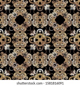 Beautiful elegance floral vector seamless pattern. Ornamental lace background. Repeat ornate ethnic style backdrop. Vintage flowers, leaves. Ornate modern design. For fabric, prints, wallpapers.
