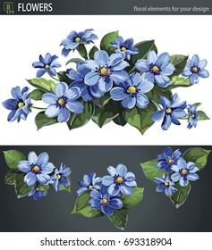Beautiful elegance Hepatica nobilis, isolated on white background