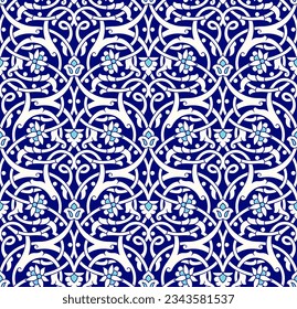 Beautiful Elegance Uzbekistan Floral Seamless Pattern. Traditional Islamic Background for print on product or adult coloring book, coloring page. Retro classic decoration and architectural element. Ve