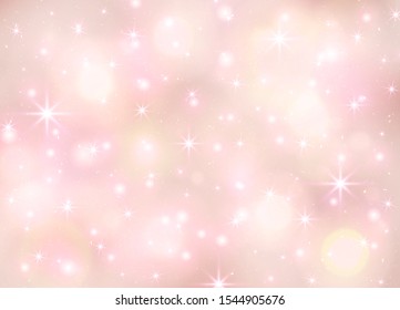 Beautiful elegant abstract design with defocused background. Pink pastel gentle backdrop blur bokeh. Dreamy blurred backdrop. Background blurry and lights effect. Soft lighting, blinking stars, sparks