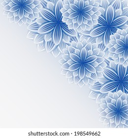 Beautiful elegant background with blue-gray stylized flowers. Stylish trendy romantic wallpaper. Greeting or invitation card for life events. Vector illustration