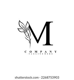 
beautiful elegant black letter M logo design with luxury leaf flower. M typography, M monogram. flourish. suitable for beauty logos, invitations, salons, boutiques, companies, businesses, weddings