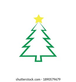 Beautiful and elegant Christmas tree. Bright wreath. Vector illustration of Christmas. Merry Chrismast and Happy New Year. Modern flat design.