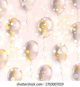 Beautiful elegant colourful balloon background with glossy ballons, bright festive digital backdrop, Premium vector illustration.