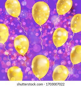 Beautiful elegant colourful balloon background with glossy ballons, bright festive digital backdrop, Premium vector illustration.