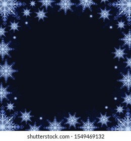 Beautiful and elegant crystal snowflake background frame
