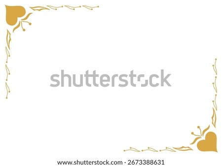 A beautiful and elegant decorative corner frame featuring a stylized golden heart and floral swirl design