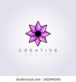 Beautiful and Elegant Decorative and Modern Flower Circle Vector Illustration Design Clipart Symbol Logo Template.