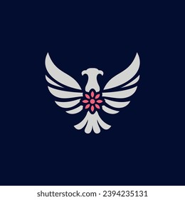 A Beautiful And Elegant Design Of An Eagle With It Wing Spreading Wide And Its Body Resembling The Flower Design Nature Logo