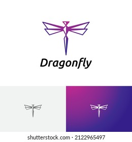 Beautiful Elegant Dragonfly Wings Fly Insect Nature Logo Symbol Idea