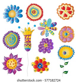 beautiful, elegant, fanciful flowers on white background