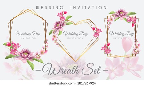 plantilla de invitación a la boda con dibujos florales hermosos y elegantes