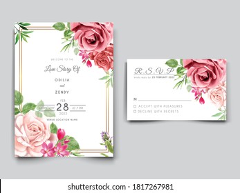 beautiful and elegant floral hand drawn wedding invitation template