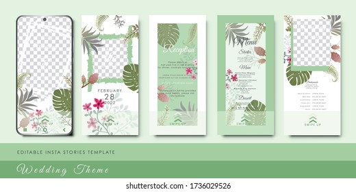 beautiful and elegant floral and leaves wedding invitation for social media