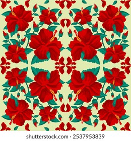 beautiful elegant floral pattern which many kinds of flowers in this floral print you can use as wallpaper background and backdrop and there are beautiful nice leaves and branches in it