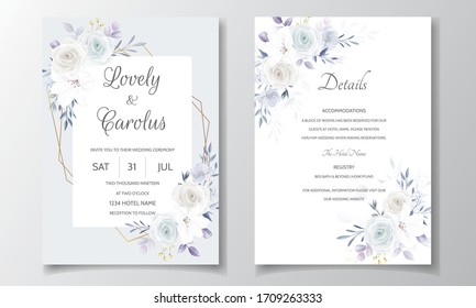 Hermosa y elegante invitación floral a la boda