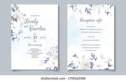 Beautiful and elegant floral wedding invitation