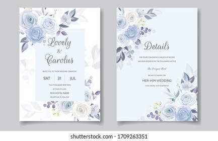 Beautiful and elegant floral wedding invitation