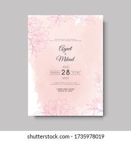 beautiful and elegant flower and leaves wedding invitation card