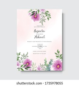 beautiful and elegant flower and leaves wedding invitation card