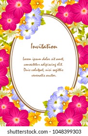 beautiful elegant frame of flowers. For your greeting card design, greeting card, invitation card for wedding birthday party. Vector illustration.