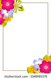 beautiful elegant frame of flowers. For your greeting card design, greeting card, invitation card for wedding birthday party. Vector illustration.