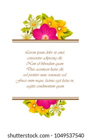 beautiful elegant frame of flowers. For your greeting card design, greeting card, invitation card for wedding birthday party. Vector illustration.
