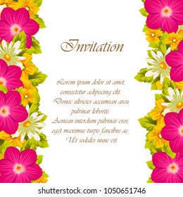 beautiful elegant frame of flowers. For your greeting card design, greeting card, invitation card for wedding birthday party. Vector illustration.