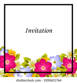 beautiful elegant frame of flowers. For your greeting card design, greeting card, invitation card for wedding birthday party. Vector illustration.