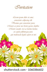 beautiful elegant frame of flowers. For your design of greeting cards, birthday cards and invitations, wedding, party and more. Vector illustration.