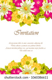beautiful elegant frame of flowers. For your design of greeting cards, birthday cards and invitations, wedding, party and more. Vector illustration.