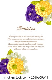 beautiful elegant frame of flowers. For your design of greeting cards, birthday cards and invitations, wedding, party and more. Vector illustration.