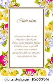 beautiful elegant frame of flowers. For your design of greeting cards, birthday cards and invitations, wedding, party and more. Vector illustration.