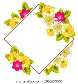 beautiful elegant frame of flowers. For your design of greeting cards, birthday cards and invitations, wedding, party and more. Vector illustration.