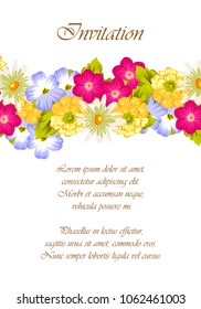 beautiful elegant frame of flowers. For your design of greeting cards, birthday cards and invitations, wedding, party and more. Vector illustration.