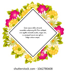 beautiful elegant frame of flowers. For your design of greeting cards, birthday cards and invitations, wedding, party and more. Vector illustration.