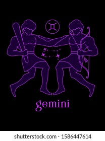 a beautiful and elegant gemini zodiac sign vector