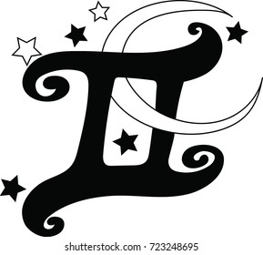  A beautiful and elegant Gemini zodiac sign - vector and illustration for t-shirt, pillow and cup print and wall sticker.