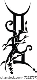 Beautiful Elegant Gemini Zodiac Sign Silhouette Stock Vector (Royalty ...