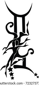 A beautiful and elegant Gemini zodiac sign silhouette - vector and illustration for t-shirt, pillow and cup print and wall sticker.