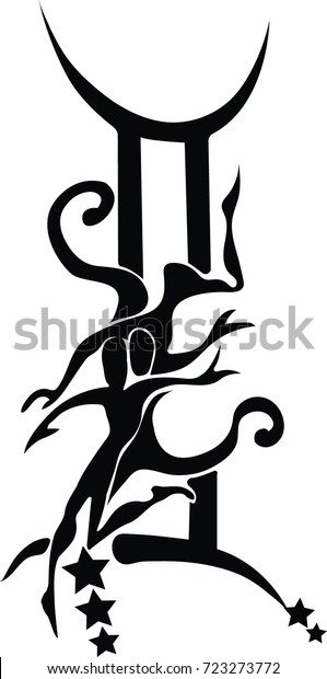 Beautiful Elegant Gemini Zodiac Sign Silhouette Stock Vector (Royalty ...